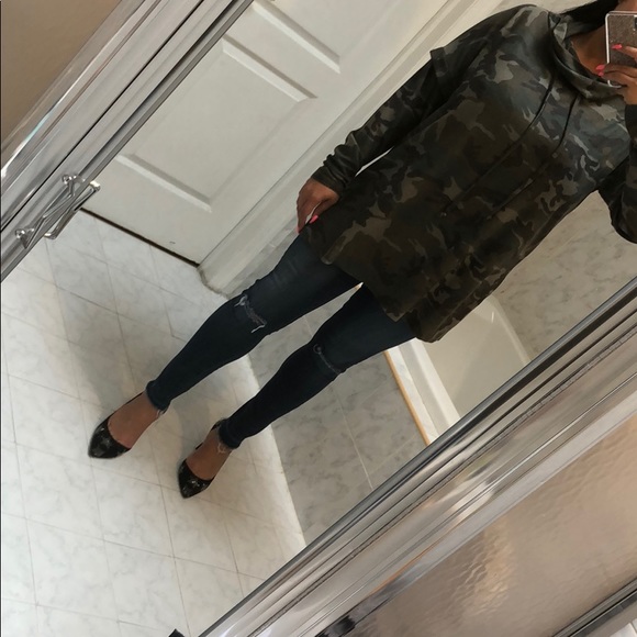 CAMO COWL NECK TUNIC TOP - Picture 4 of 7